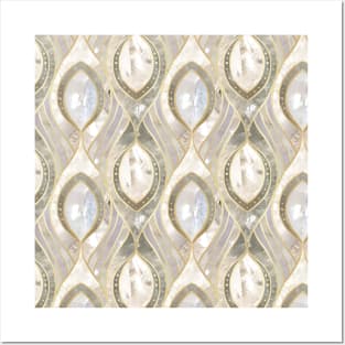 White Quartz & Gold Elegant Pattern Posters and Art